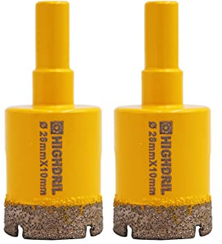 HIGHDRIL Forets Diamant pour Carrelage - 28mm × 2 Tige Triangulaire Scie Cloche pour Céramique Porcelaine Granit Marbre Maçonnerie