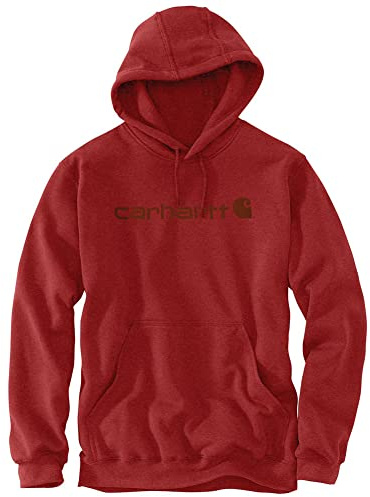 Carhartt Men's Loose Fit Midweight Logo Graphic Sweatshirt, Chili Pepper Heather, S