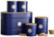 Neo Home Scandi Bamboo Wood Lid and Matt Finish Badge 5 Kitchen Countertop Canisters Jars Tins Set Tea Coffee Sugar Biscuit Bread Bin Box Food Storage Organiser (Navy)