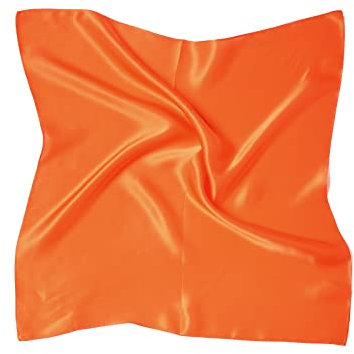 MayTree Seidentuch aus 100% Maulbeer-Seide - Quadratisch einfarbig orange 53x53 - Luxuriöses Damen Halstuch - Eleganter Bandana-Schal für Damen - Luxus und Komfort für Erwachsene