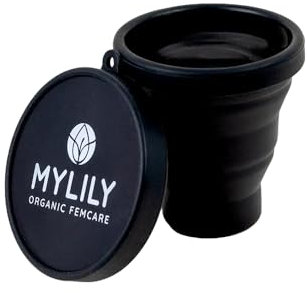 MYLILY® Menstruationstassen Becher zur Reinigung und Aufbewahrung | Sterilisator für alle Arten von Menstruationstassen | Faltbares Case für die Mikrowelle | 100% medizinisches Silikon (Schwarz)