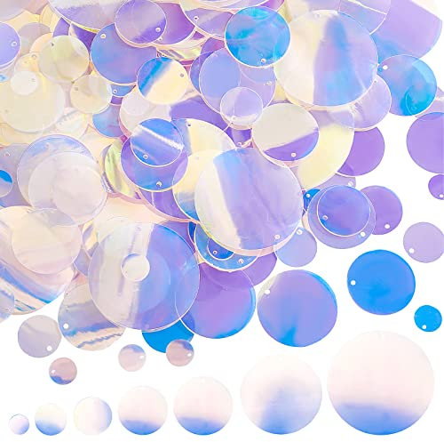 PH PandaHall 10-52mm Pailletten zum Basteln 7 Größen Lose Pailletten Regenbogen Pailletten Transparente Verzierung Pailletten Für Fasching Stickereien Braut Kunsthandwerk Schmuckherstellung 340 Stück
