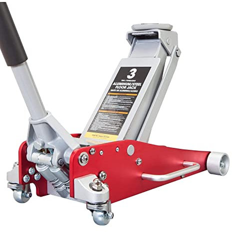BIG RED TAM830011L Wagenheber aus Aluminium und Stahl, hydraulischer Wagenheber mit Doppelkolben-Schnellhebepumpe, leicht, 2,7 kg Kapazität, rot
