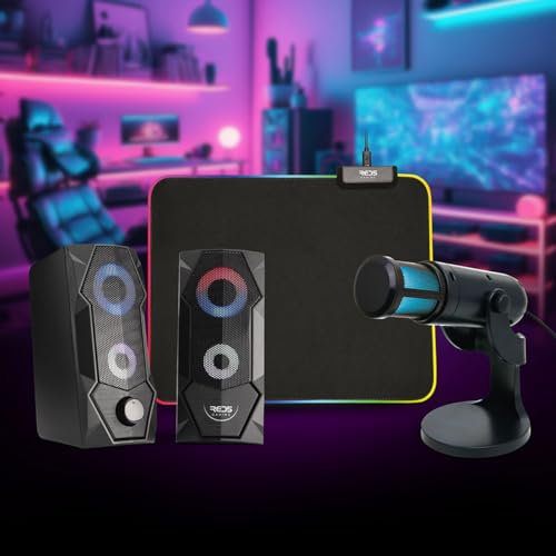 Menkind RED5 Zodiac Illuminated Gaming Bundle - Mousemat, Microphone and Speaker