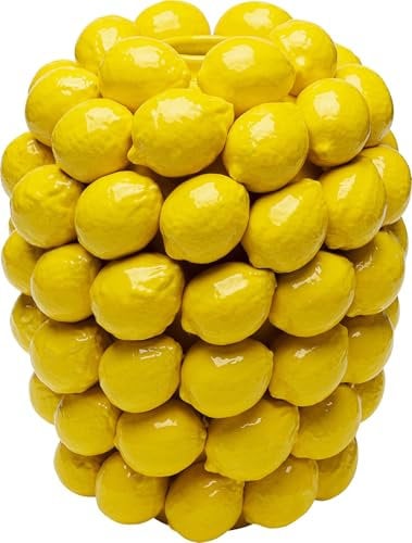Kare Design vaso Lemon Juice, Giallo, Portafiori XL, Limoni, Vaso Ceramica, Fatto a Mano, 40 cm
