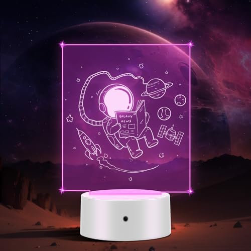 ONEVER 3D-LED-Nachtlicht-Lampensockel, 16 Farben LED-Sockel, Acryl-Lichtsockel mit 10 Acryl-LED-Leuchten mit PlateTouch-Steuerung, Ständer für Schlafzimmer, Kinderzimmer-Weiß, 44075601788
