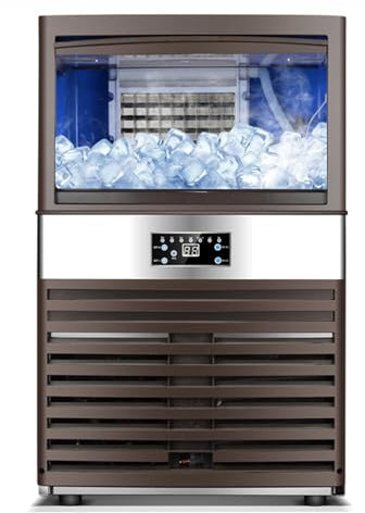 YHJLZNA Machine à Glaçons Commerciale,Machine à Glaçons en Acier Inoxydable 100Kg/24H,Capacité De Stockage De Glace De 18Kg,Machine De Fabrication De Glace à Nettoyage Automatique pour Bar Restaurant