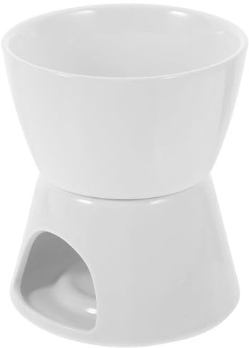 Alipis 1 Set Cheese Hotpot Mini Steamer Candle Fondue Mug Ceramic Tea Candle Melt Pot Butter Warmer Pot Essential Oil Kit Food Steamers Chocolate Home Hot Pot Ceramics Iron Fork White