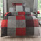 Bettwäsche 155x220 2 teilig - Mikrofaser Bettbezug 155x220 cm + Kissenbezug 80x80 cm - atmungsaktiver Stoff mit Reißverschluss - Einzelbett - modernes Karo Design Rot