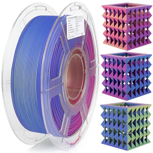 iSANMATE Matte Tri-color PLA Filament 1.75mm, 3-in-1 Color Koextrusion 3D Filament, Magische Farbwechsel Regenbogen Filament 1.75mm, Maßgenauigkeit +/- 0.03 mm, 1 KG Spule