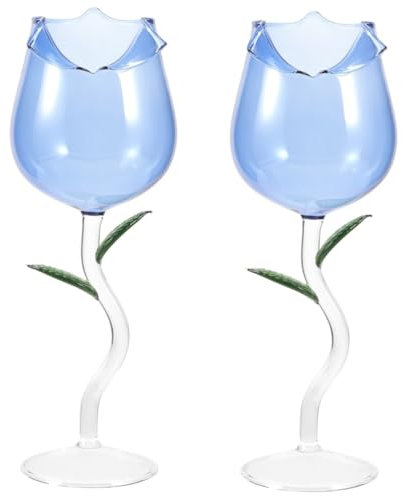 Hoement 2 Pièces verre à vin rosé verres à vin avec pied gobelet à vin gobelets verres à vin verre à cocktail originaux verre originaux verre à vin clair verres à vin rouge Un verre Blue