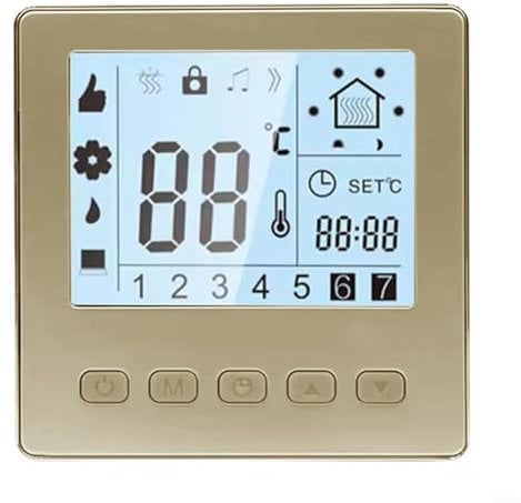 Smart WiFi Thermostat, Programmable Digital Thermostat, Underfloor Heating Thermostats Controller With Timer, For Underfloor Heating(gold)