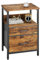 YMYNY Bedside Table, Bedroom Bedside Cabinet with 2 Fabric Drawers, Open Shelf Unit, Metal Frame, Nightstand, End Table, Chest of Drawers, Storage Unit for Bedroom, Living Room, Rustic Brown HST011H