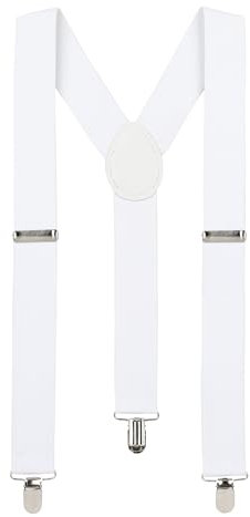 KarneLux Hosenträger für Damen und Herren Verstellbar - Accessoire für Karneval, Fasching, Halloween und Mottopartys (Weiß)