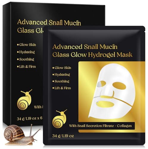 Maschera idrogel avanzata di vetro alla mucina di lumaca, maschera collagene viso coreana 6 PCS, idratazione profonda e ringiovanimento, maschera di vetro per la pelle, adatta a tutti i tipi
