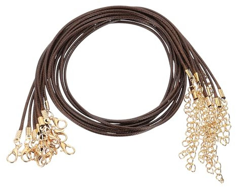 sourcing map 20pcs Waxed Necklace Cord Bulk, 18 Inches and 2mm Dia Necklace String Rope with Clasp for Pendants, Bracelets, Necklaces, Jewelry Making Beading Supplies,Brown