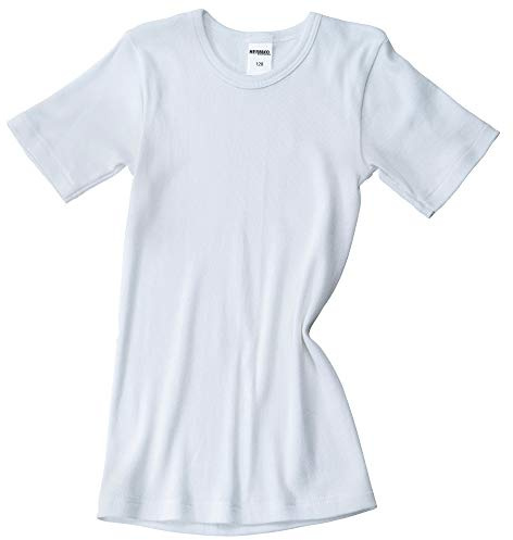 HERMKO 2810 Kinder halbarm Shirt aus 100% Bio-Baumwolle, Kurzarm Unterhemd für Mädchen und Knaben, Farbe:weiß, Größe:164
