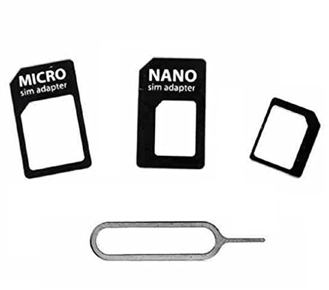C63® Kit adaptateur carte SIM 4 en 1 L'adaptateur Nano/Micro SIM pour iPhone 5/5S 4/4S/3 g/3GS/iPad 1/2/3/tablettes Smartphones avec outil d'éjection