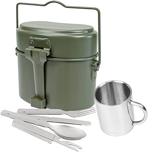 Black Snake® Set di gavette da Campeggio, Posate e Tazza Termica per Camping e Outdoor | Utensili da Cucina e stoviglie all'aperto
