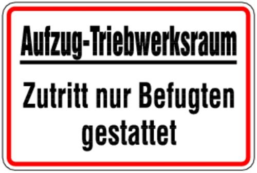 LEMAX® Hinweisschild, Aufzug-Triebwerksraum, 200 x 300 mm Alu geprägt