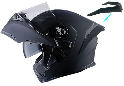 1Storm Casco modular de motocicleta de cara completa abatible doble visera parasol: HB89 negro mate; talla XL