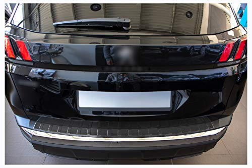tuning-art Ladekantenschutz passend für Peugeot 3008 2 2016-2024 | Anthrazit V2A Edelstahl Passgenau Abkantung Rostfrei Spezialklebeband Reinigungstuch Montageanleitung