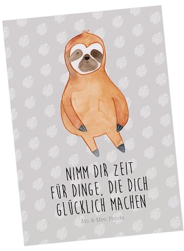 Mr. & Mrs. Panda Postkarte Faultier Zufrieden - Geschenk, Ansichtskarten, Pause, Fotokarte, Zufriedenheit, Glück, Postkarten, Ansichtskarte, Ruhe, einzelkarte