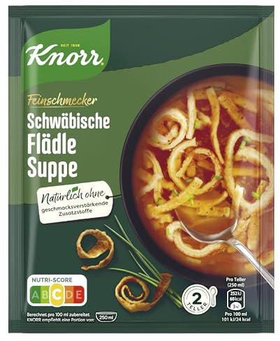 Knorr Feinschmecker Schwäbische Flädle Suppe leckere schnelle, deftige Suppe ohne geschmacksverstärkende Zusatzstoffe 15x 2 Teller