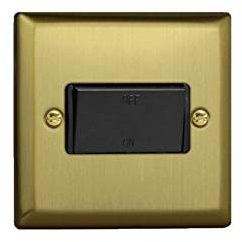 Varilight Urban Brushed Brass Fan Isolator Switch - Black Inserts