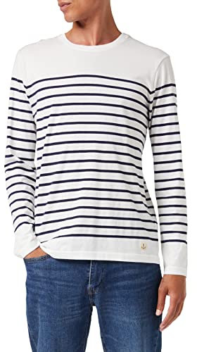 Armor Lux Herren Marinière Port-louis Héritage Homme Langarmshirt, Weiß (400 Blanc/Navire 400), S EU