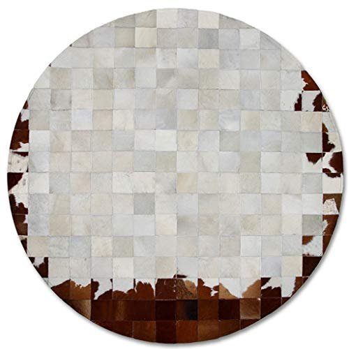 Große Runde Kuhfell Teppiche Patchwork Braun und weiß kuhfell Decke Deko Kuhhaut Teppiche for Wohnzimmer Schlafzimmer Kinder-Zimmer Modern Design Home Decor