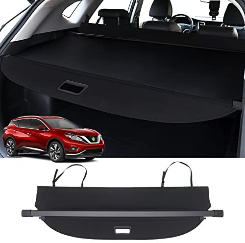 Powerty Passend für Laderaumabdeckung, Nissan Murano 2015, 2016, 2017, 2018, 2019, 2020, 2021, 2022, einziehbare Sicherheitsabdeckung, Abschirmung, schwarz, ohne Lücke