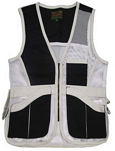 BENISPORT [ Talla 3XL Chaleco de Tiro al Plato Ebro Profesional, competición, con Malla. Color Blanco y Negro