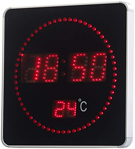 Lunartec Beleuchtete Uhr: Flache LED-Funk-Tisch- & Wanduhr, Temperatur-Anzeige, rote LEDs (Jumbo LED Uhr)