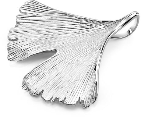 MATERIA Gingko Blatt Kettenanhänger Silber 925 Damen mit Halskette KA-277-Silber_K22-45 cm