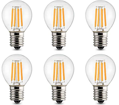 MaoTopCom 6-Pack S11 LED Bulbs E17 Edison Globe Light Bulbs, 20 Watt Equivalent, E17 Intermediate Base, 2200K Warm White 2W Mini S11 Replacement Bulb Bedside Lamp Bulb, Dimmable, 120V