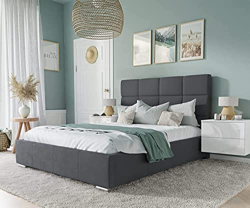 lukmebel SARA Polsterbett 180 x 200 cm mit Bettkasten - Doppelbett 180 x 200 mit Lattenrost - Bett 180 x 200 mit Stauraum Jasmine 96