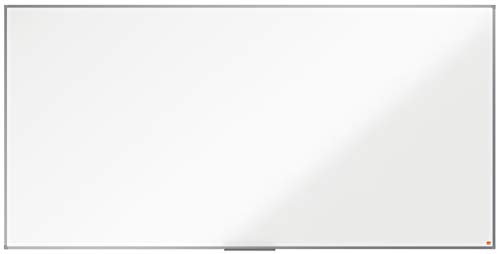 Nobo Pizarra No Magnética de Melamina, 2400 x 1200 mm, Marco de Aluminio, Fijado a la Pared con Montaje en las Esquinas, Bandeja para Rotuladores, Gama Essence, Blanco, 1915223