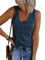 Saodimallsu Damen Tops Ärmellose V-Ausschnitt Casual Tank Tops Lockerer Knopfverschluss Henley Shirt Marine S