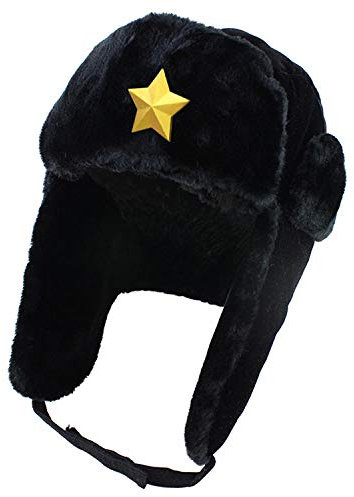 Herren Winter Fliegermütze Armee Militär Abzeichen Russland Ushanka Bomber Hüte Pilot Trapper Soldat Hut Winter Ohrklappe Männer Schneekappen-Golden_Star
