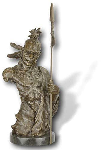 aubaho Bronzefigur Indianer Krieger Torso Bronze Skulptur Statue Antik-Stil 48cm