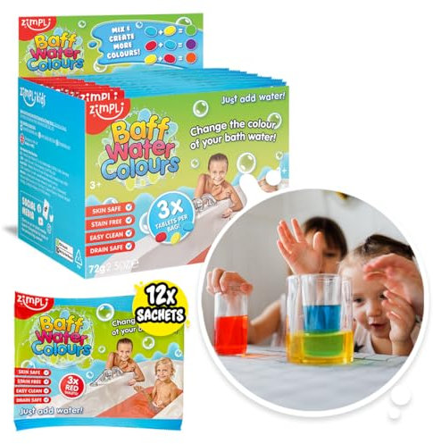 Zimpli Kids Wasserfarben-Set, 36 Stück, Farbwechsel-Badetropfen, Farbwechsel-Tabs, Weihnachts-Partytütenfüller, Weihnachtsgeschenke, Kinderbadespielzeug, Strumpffüller, Geschenke
