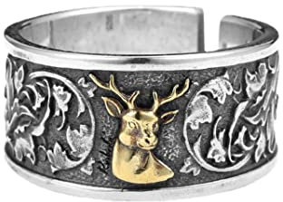 Hirsch Paar Ring Nische Design weiblich 925 Silber Retro Persönlichkeit offener Ring trendy männlich