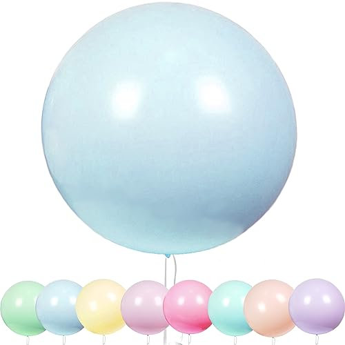 YOUYIKE 36 Zoll Grosse Luftballons Pastell, 8 Stück Riesige Runde Pastell Ballons, 90CM Macaron Blau Latex Grosse Luftballons für Geburtstag,Hochzeitsfest,Festival,Karnevals (Blau)