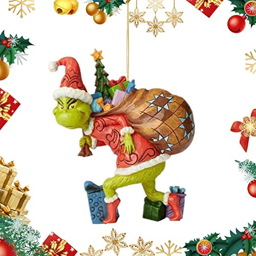 Vibbang Weihnachtlicher Baumschmuck, Grinch Weihnachtsdekorationen, Grinch Anhänger Wie der Grinch Weihnachten, Weihnachtsbaum Hängende Dekorationen, Neujahr Grinch Ornament (B)