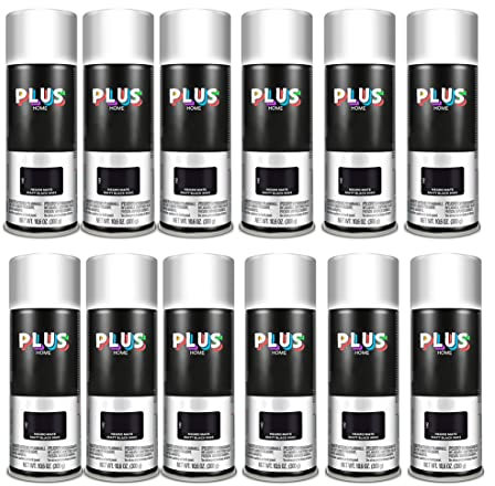 PLUS HOME Pintura Spray 520cc para pintar todo tipo de super cies: madera, metal, cartón, tela, piedra, bra de vidrio, plásticos rígidos, etc para bricolaje y DIY.Negro Mate (Ral:9005)(Paquete de 12)