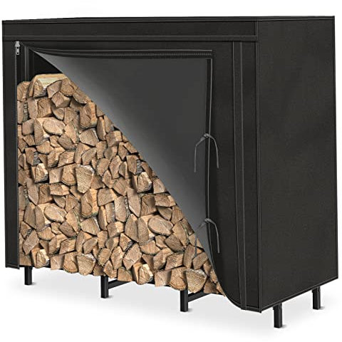 Kaminholzregal für den Außenbereich, mit Abdeckung, wasserdicht, für Holzaufbewahrung, verstellbarer Kaminholz-Ständer, robuster Kaminholzhalter für Kamin, Metall, Holzaufbewahrung, Organizer, 1,2 m