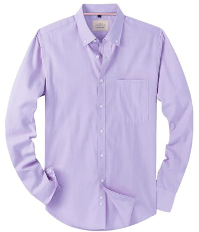 J.VER Oxford Herren Hemd Bügelfrei Regular Fit HerrenHemden Langarm Casual Oberhemd aus Baumwolle Button Down Hemden Faltenfrei Freizeithemd mit Tasche,Lavendel,XXL