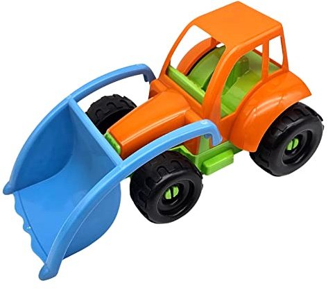 alldoro 60046 – Spielzeug Traktor mit beweglicher Frontschaufel für Kinder – bunt, aus Kunststoff – 26,5 x 15 x 12,5 cm