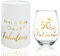 DEARLIVES 50th Birthday Wine Glasses, Gold 50th Anniversary Decorations, 17oz